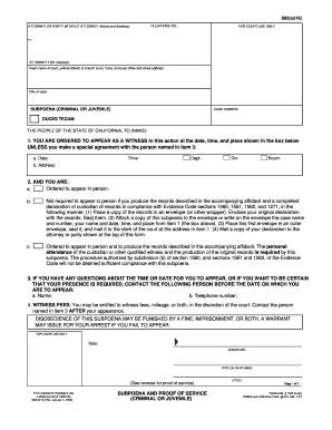 California Subpoena Duces Tecum