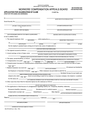 California Workers' Compensation Appeal Application
