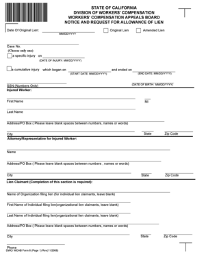 California Workers' Compensation Lien Request