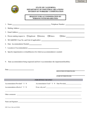 California Request for Accommodation by Persons with Disabilities