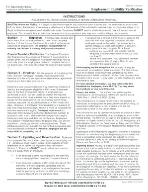 US Form I-9 Employment Eligibility Verification