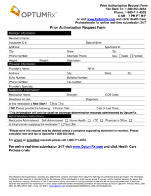 OptumRx Prior Authorization Request Form