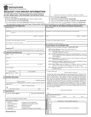 Pennsylvania Driver Information Request Form