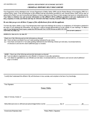 Arizona Criminal History Self Disclosure Form