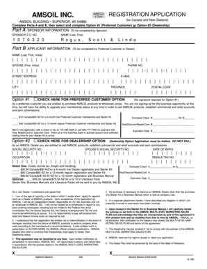 AMSOIL Registration Application