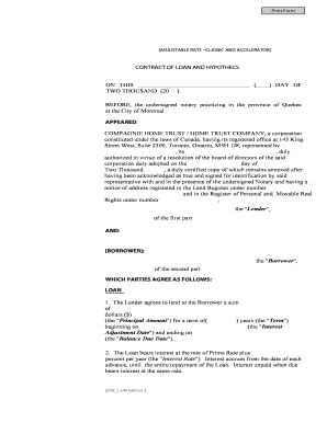 Loan Contract and Hypothecs