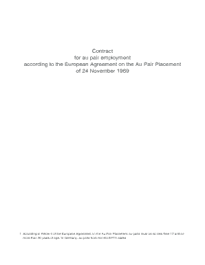 Au Pair Employment Contract