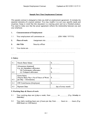 Sample Part-Time Employment Contract