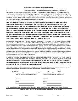 ROTC/JROTC Liability Waiver Form