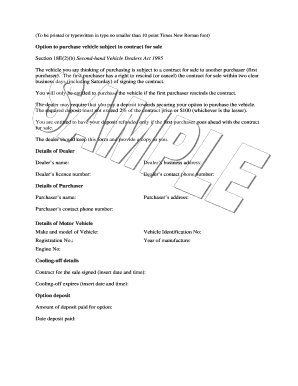 Vehicle Purchase Option Form