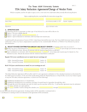 Texas A&M University System TDA Salary Reduction Agreement