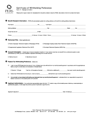 Certificate of Withholding Preference Form 17