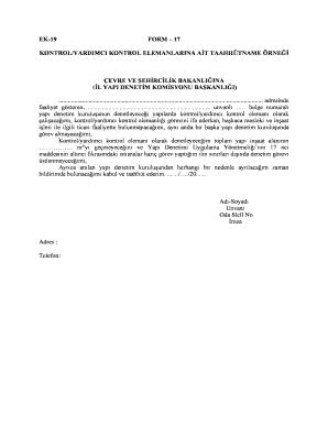 EK-19 Form – 17 Commitment Letter for Inspection/Assistant Inspection Personnel