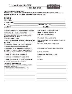 Real Estate Transaction Checklist