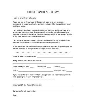 Credit Card Auto Pay Authorization