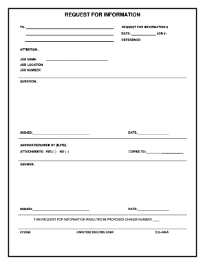 Request for Information Form