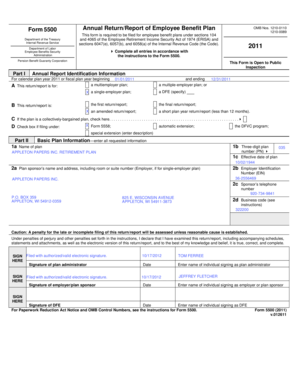 Form 5500 Annual Return/Report of Employee Benefit Plan