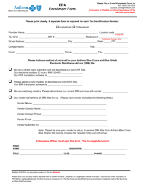 Anthem Provider Enrollment Form