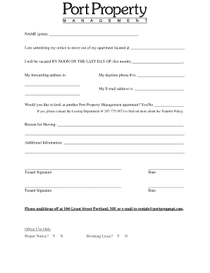 Apartment Move Out Notice