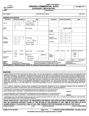 Virginia Commercial Auto Insurance Application