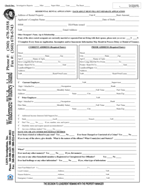 Residential Rental Application