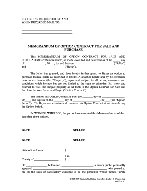 Memorandum of Option Contract for Sale and Purchase