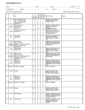 Intermediate B Dressage Test Scorecard