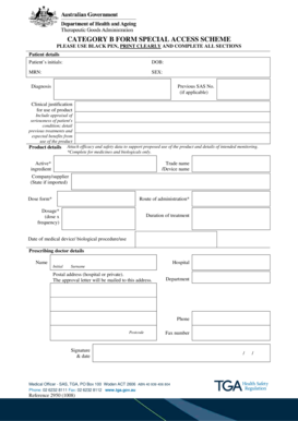 Category B Form Special Access Scheme
