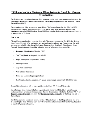 IRS Form 990-N Electronic Notice