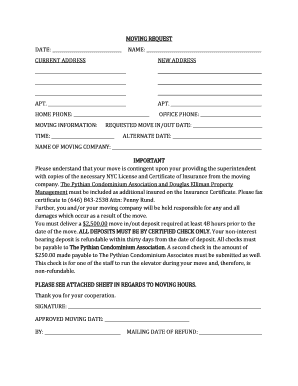 Moving Request Form