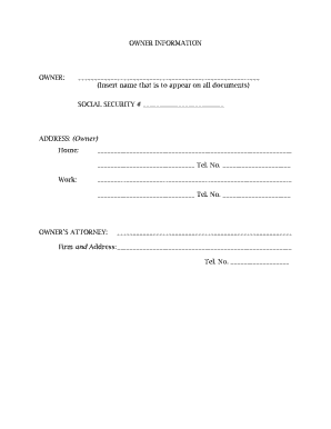 Owner Information Form