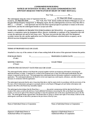 Condominium Right of First Refusal Waiver Request