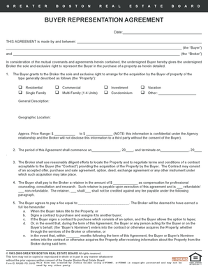 Greater Boston Real Estate Board Buyer Representation Agreement