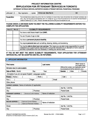 Application for Attendant Services in Toronto