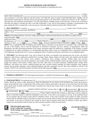 North Carolina Offer to Purchase and Contract