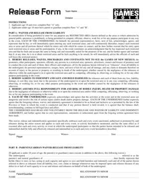 New Mexico Games Waiver and Release Form