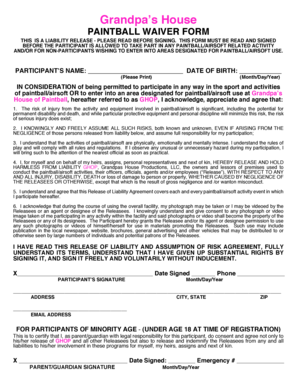 Grandpa’s House Paintball Waiver Form