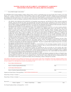 Waiver and Release of Liability for Minors in Restricted Areas