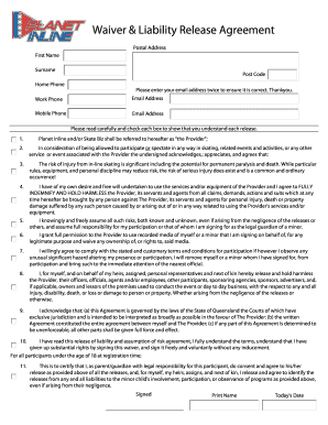 Waiver & Liability Release Agreement