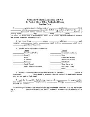 Gift under Uniform Anatomical Gift Act
