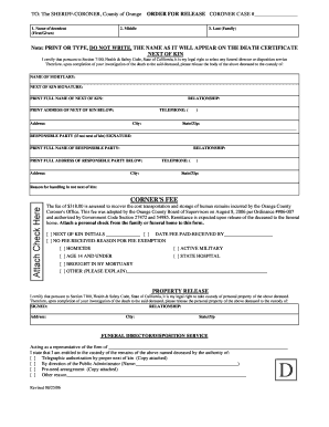 California Order for Release of Decedent