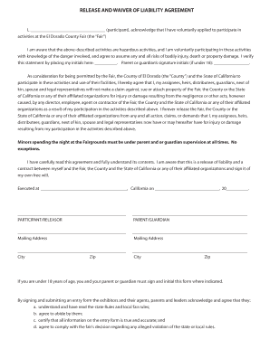 Release and Waiver of Liability Agreement