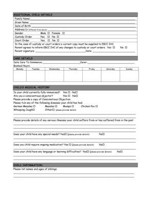 Child Care Enrollment Form