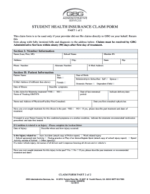 Student Health Insurance Claim Form