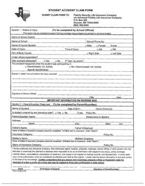 Student Accident Claim Form