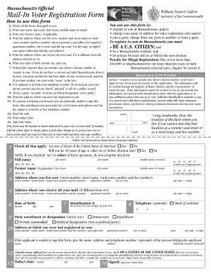 Massachusetts Mail-In Voter Registration Form