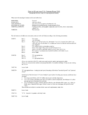 US Customs Form 3299 Declaration