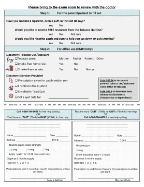 Tobacco Use Assessment and Quitline Enrollment Form