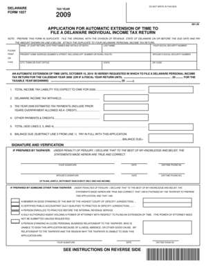Delaware Form 1027 2009
