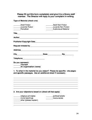 Please fill out this form completely and give it to library staff member - slinger lib wi